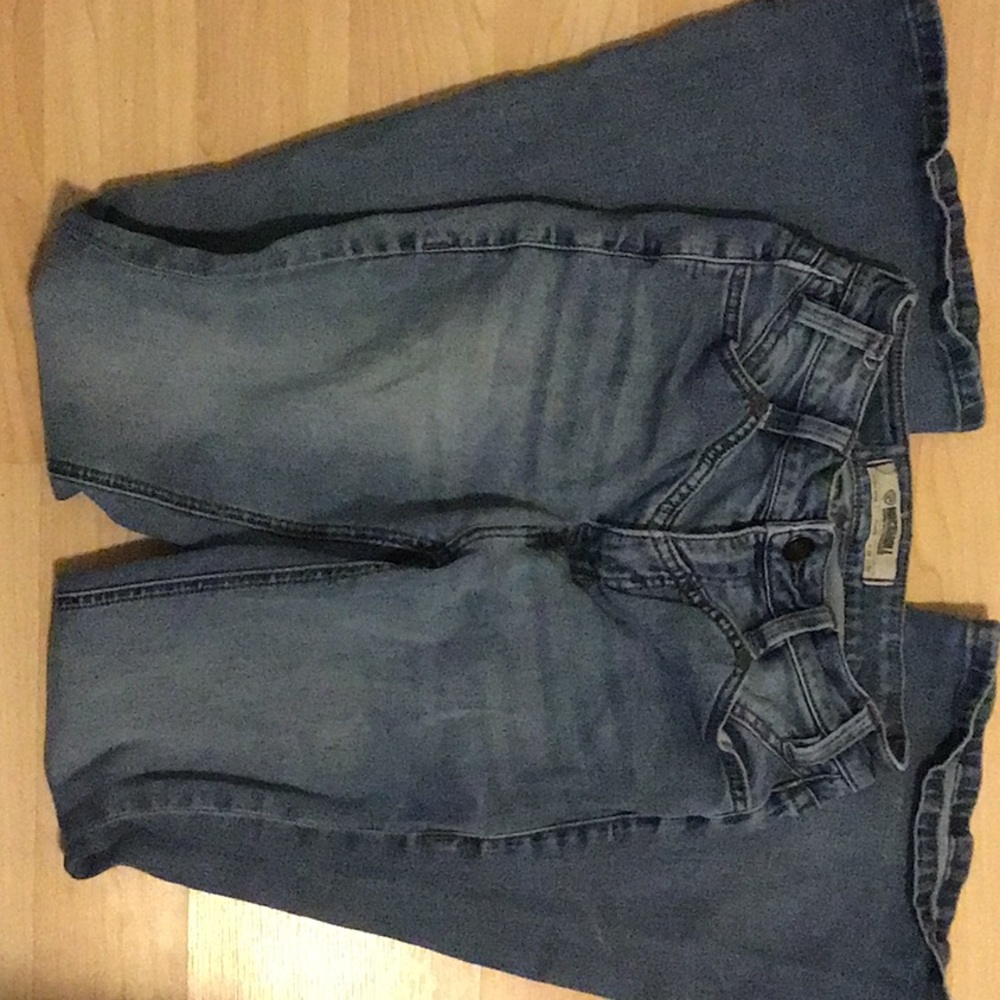 These are size 25W 32L flare Rock & Roll Denim jeans.